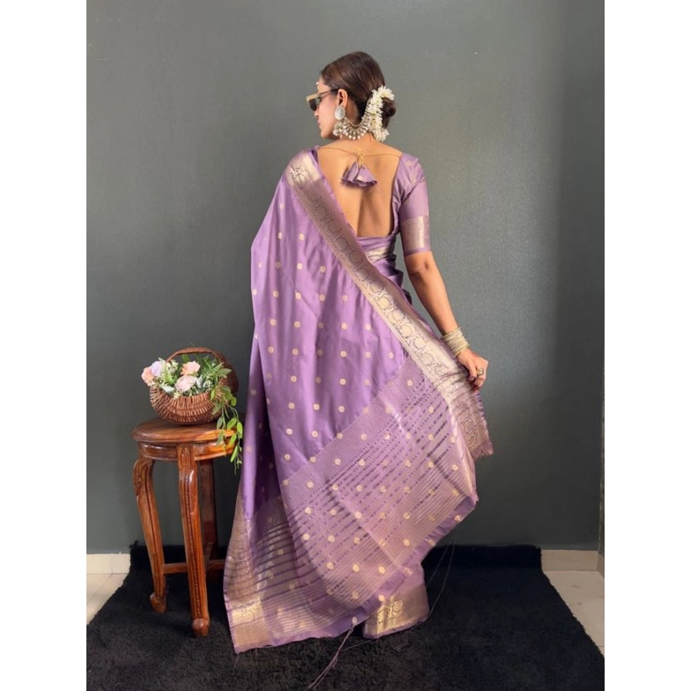 Women's Satin Printed Saree — Purple