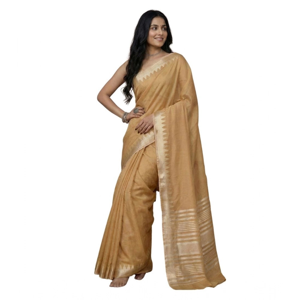 Women's Cotton Printed Saree — Golden