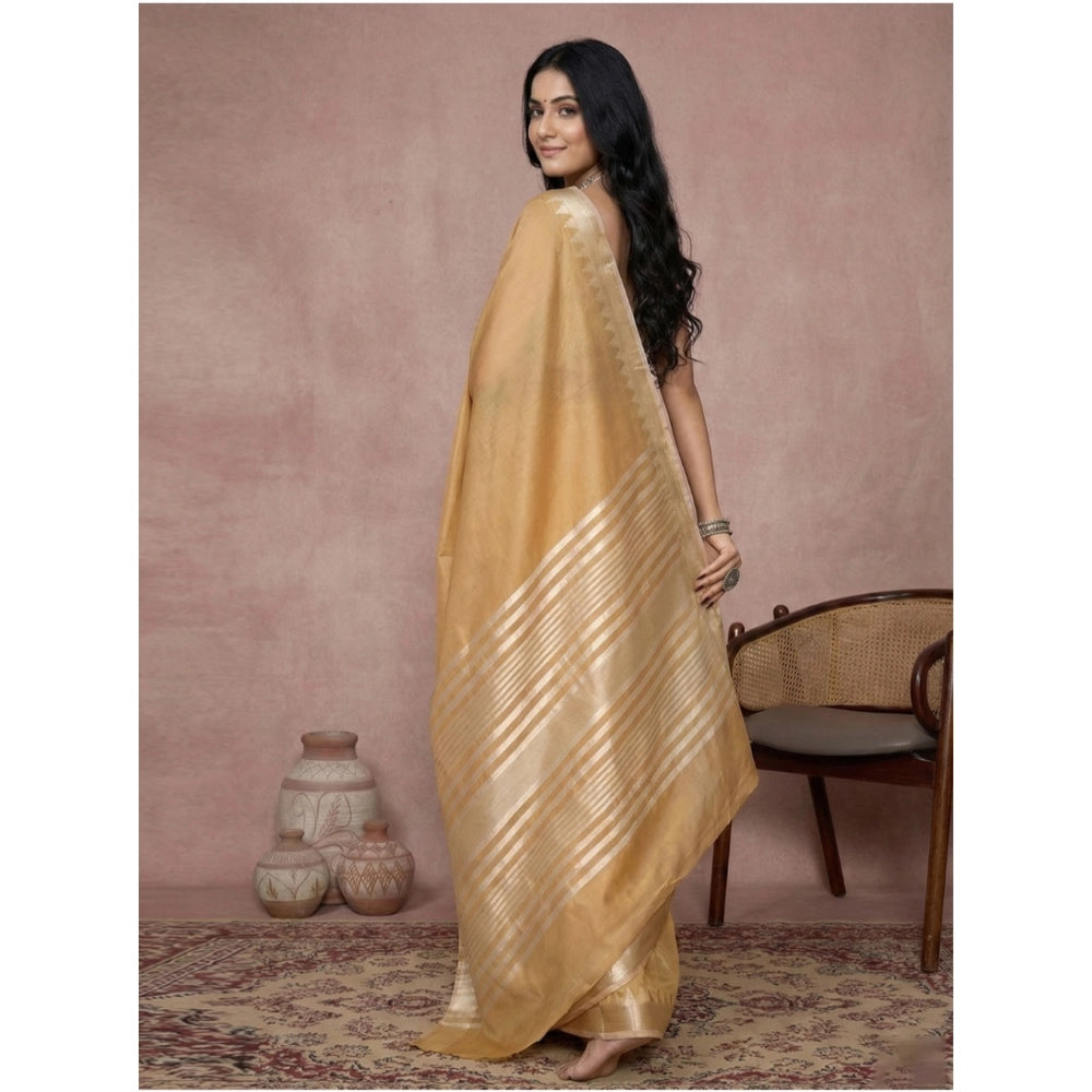 Women's Cotton Printed Saree — Golden