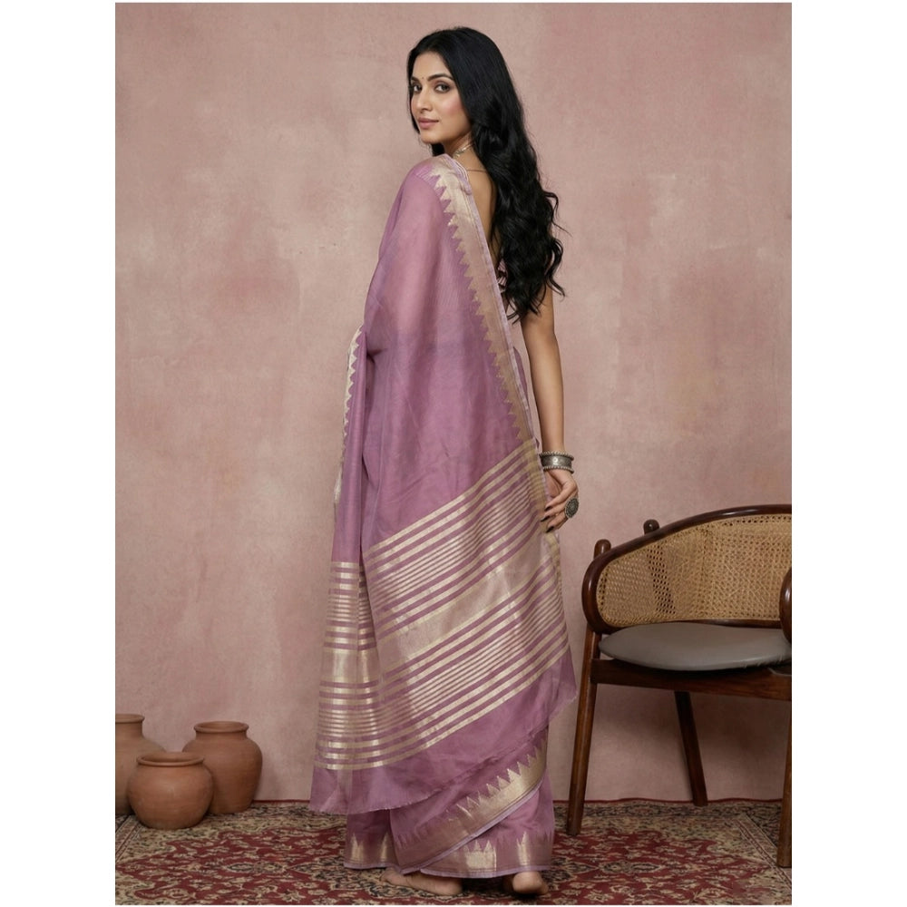 Women's Cotton Printed Saree — Purple · 1005