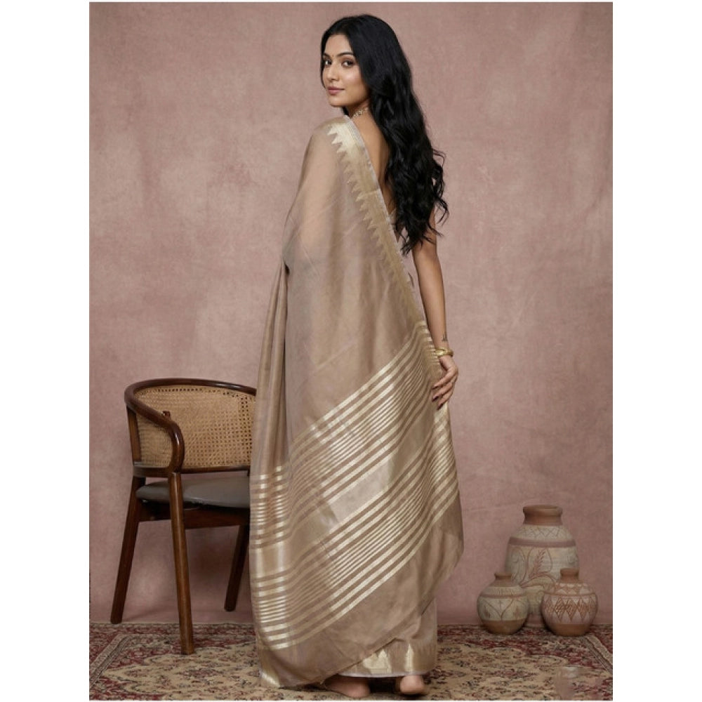 Women's Cotton Printed Saree — Beige · 1008