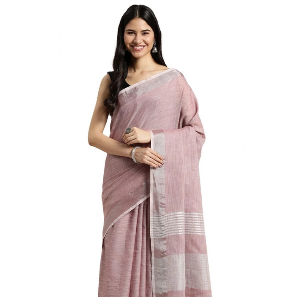 Women's Linen Cotton Printed Saree — Purple · 1018