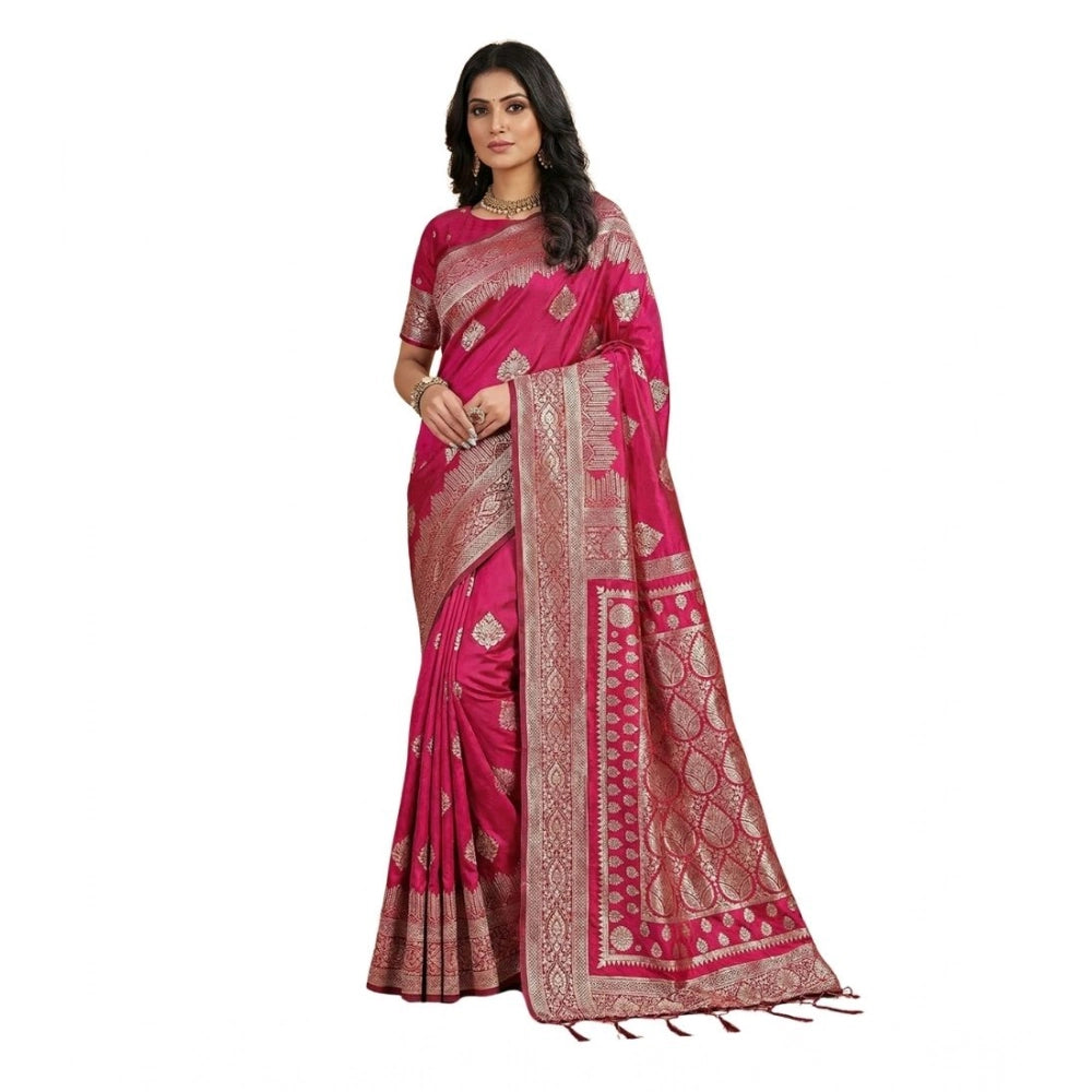Women's Silk Blend Printed Saree — Magenta · 1053