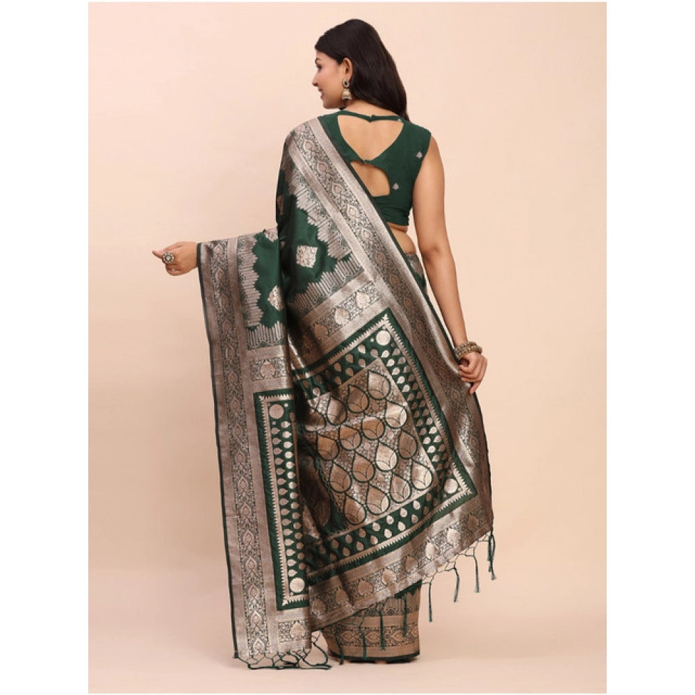 Women's Banarasi Silk Printed Saree — Green · 1059