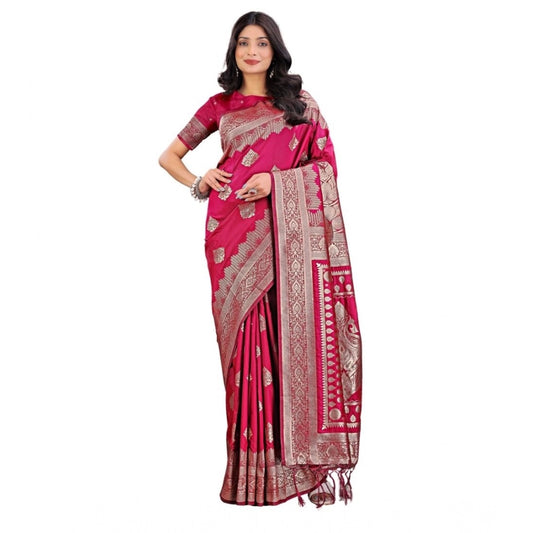 Women's Silk Printed Saree — Magenta · 1071