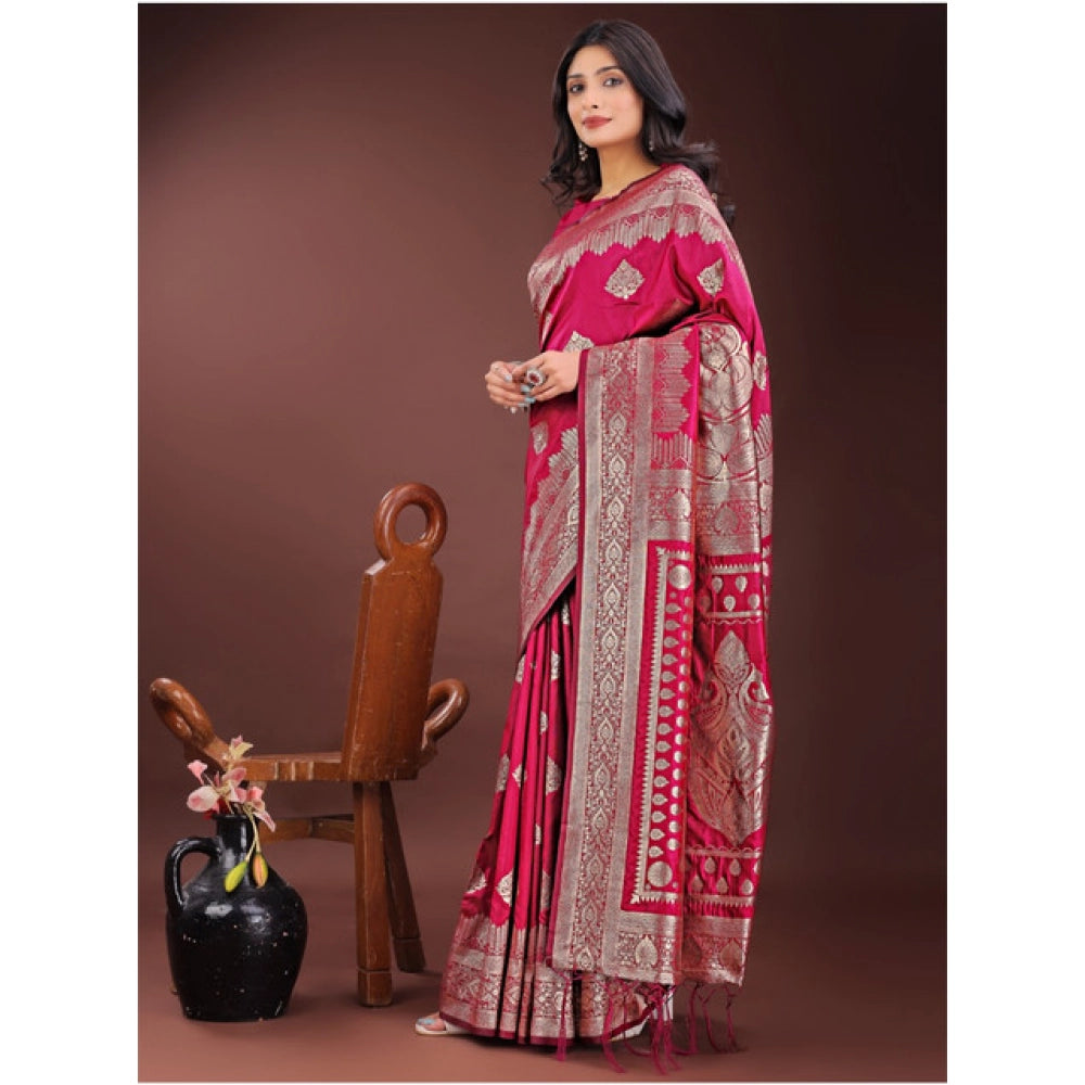 Women's Silk Printed Saree — Magenta · 1071