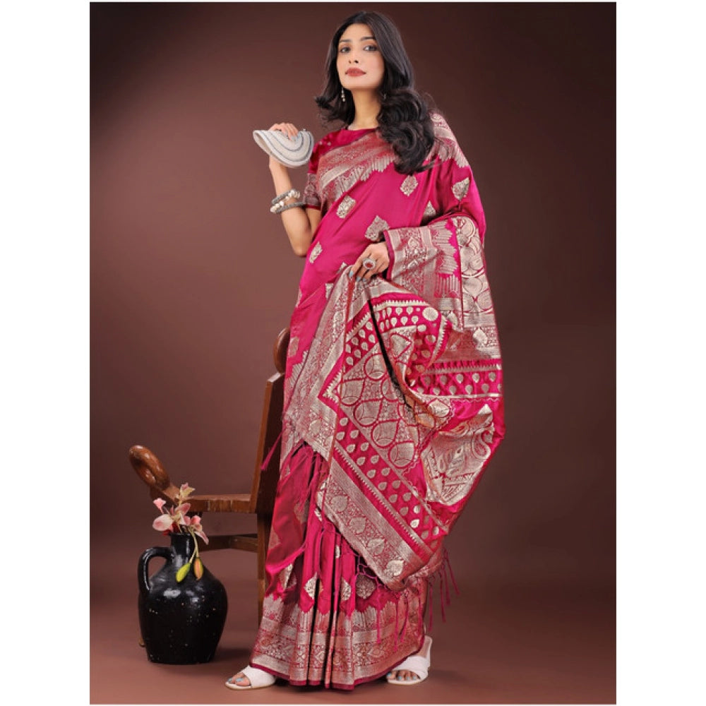 Women's Silk Printed Saree — Magenta · 1071