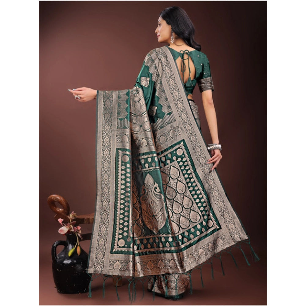 Women's Silk Printed Saree — Green · 1072