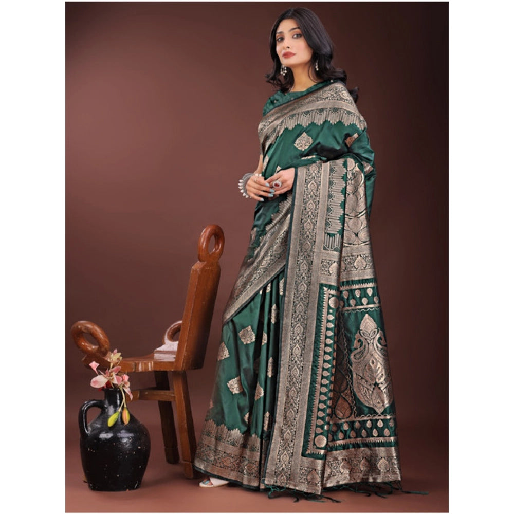 Women's Silk Printed Saree — Green · 1072