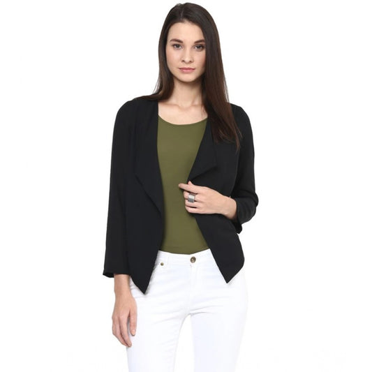 Women's Solid Long Sleeves Blazer — Black