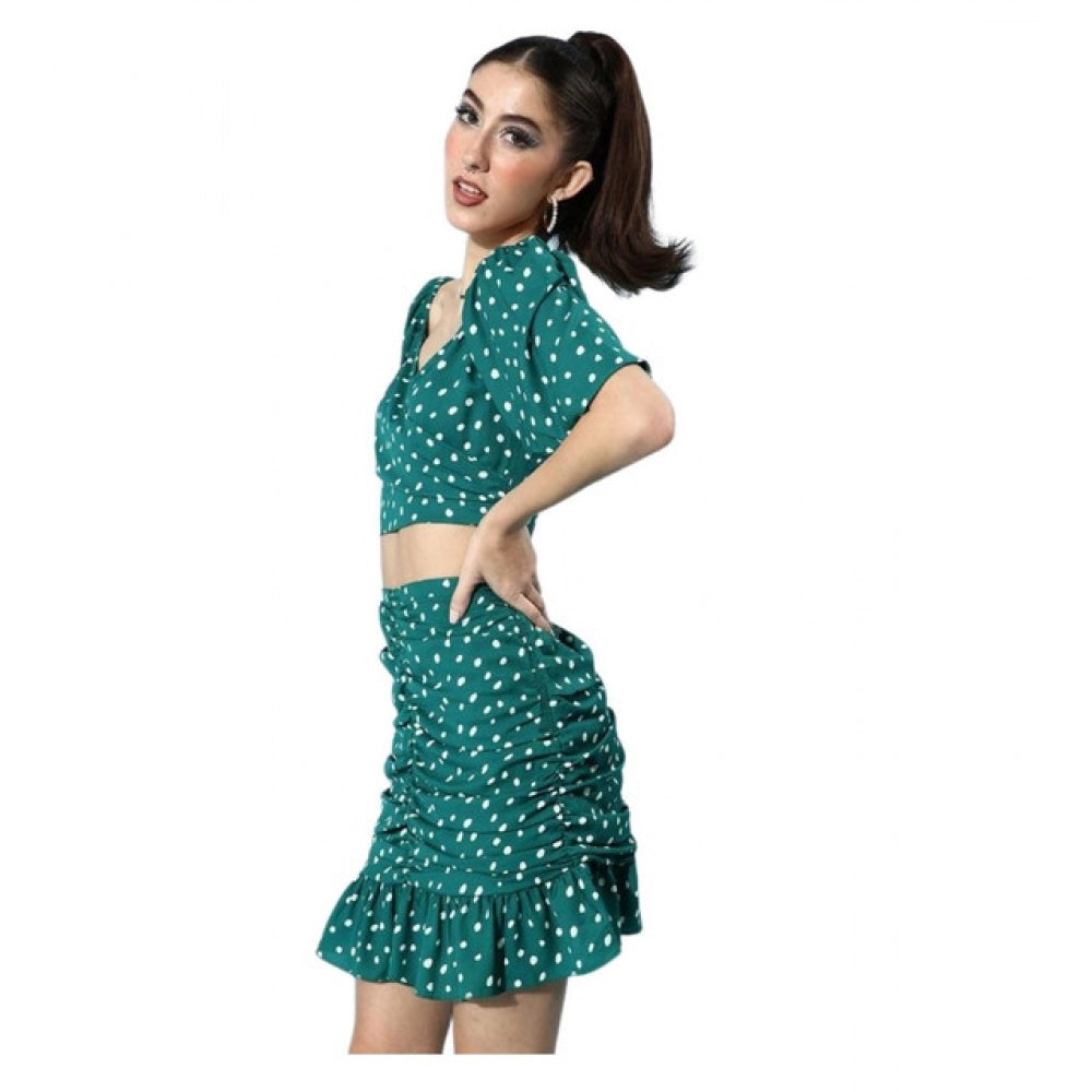 Women's Floral Short Sleeve Co-Ord Set — Green