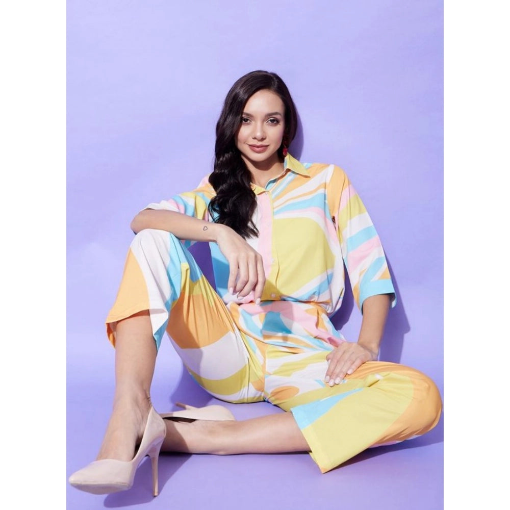 Women's Colour Blocking 3-4th Sleeve Co-Ord Set · 06_L