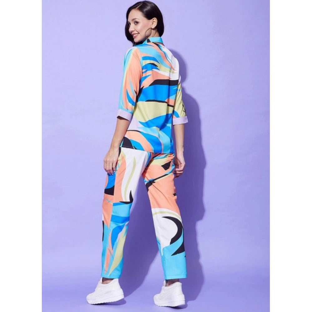 Women's Colour Blocking 3-4th Sleeve Co-Ord Set · 07_L