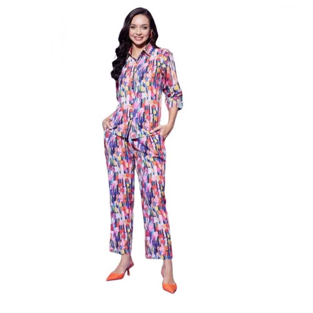 Women's Floral 3-4th Sleeve Co-Ord Set · 10_L