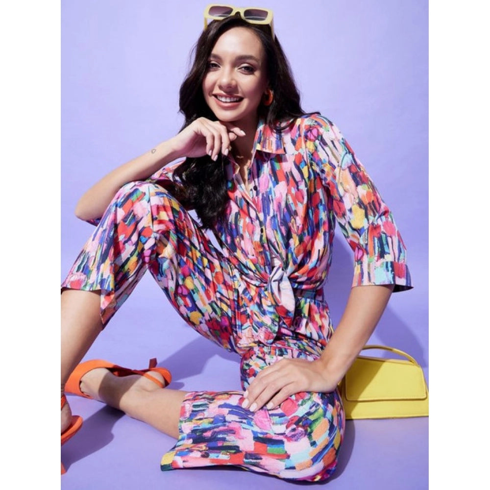 Women's Floral 3-4th Sleeve Co-Ord Set · 10_L