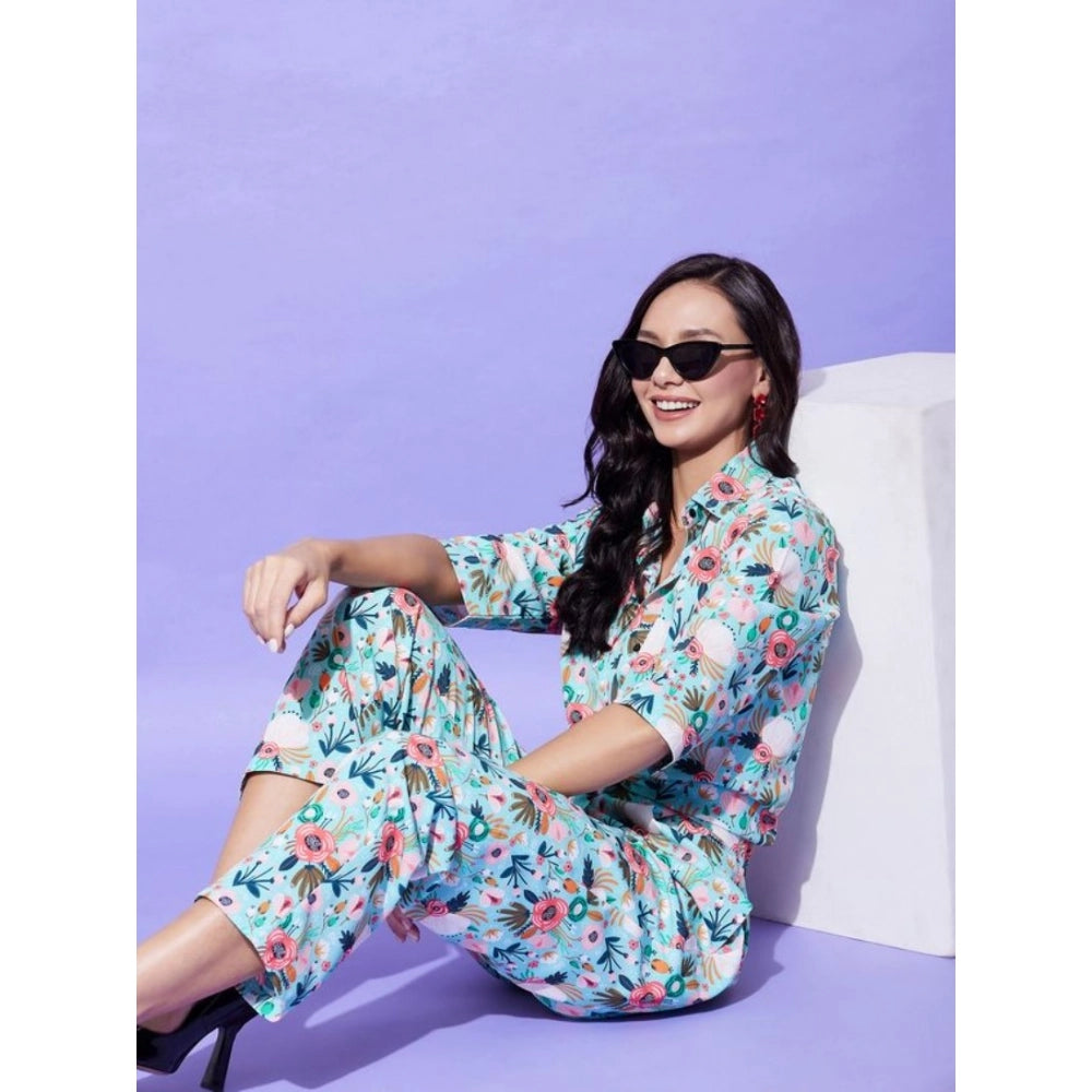 Women's Floral 3-4th Sleeve Co-Ord Set · 11_L