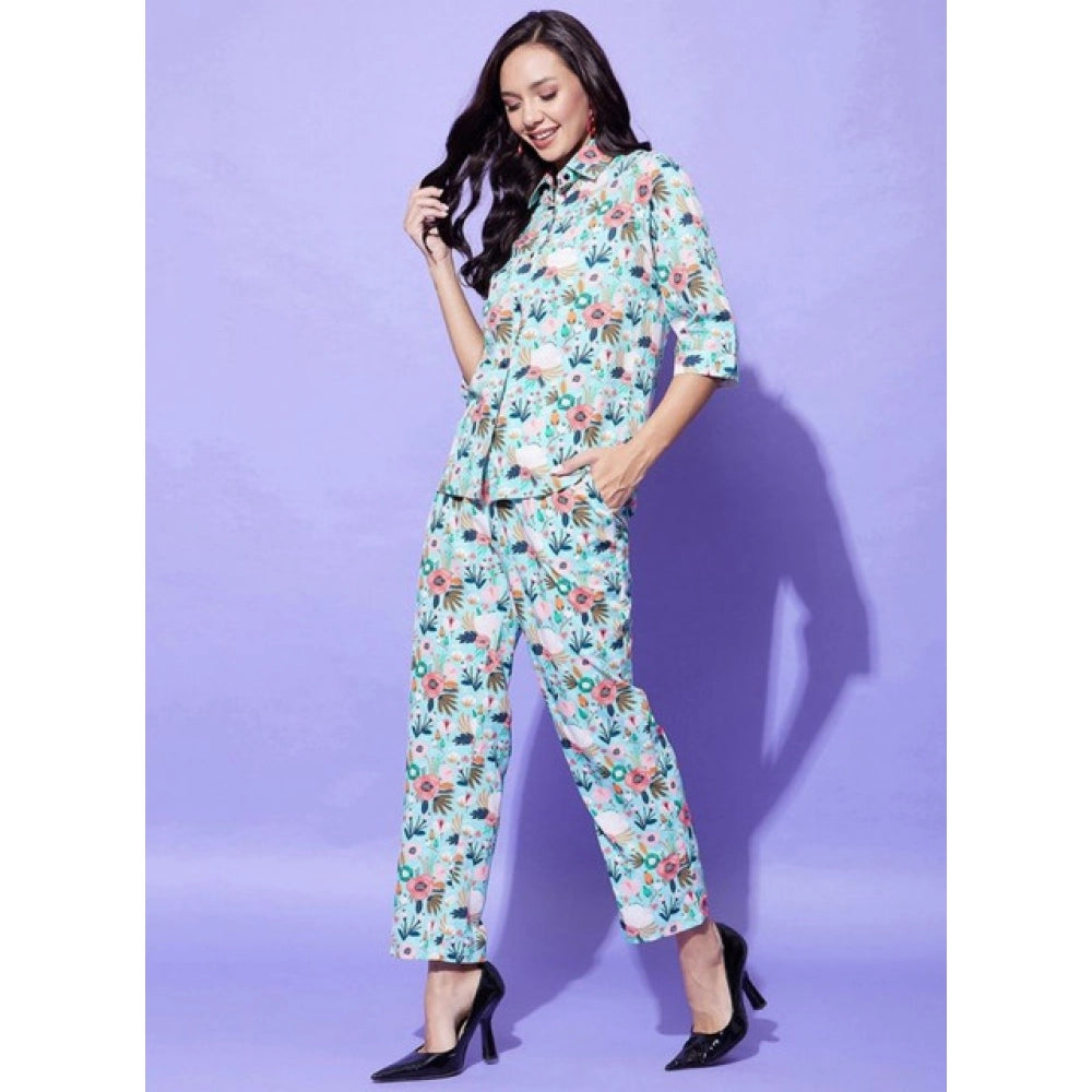 Women's Floral 3-4th Sleeve Co-Ord Set · 11_L