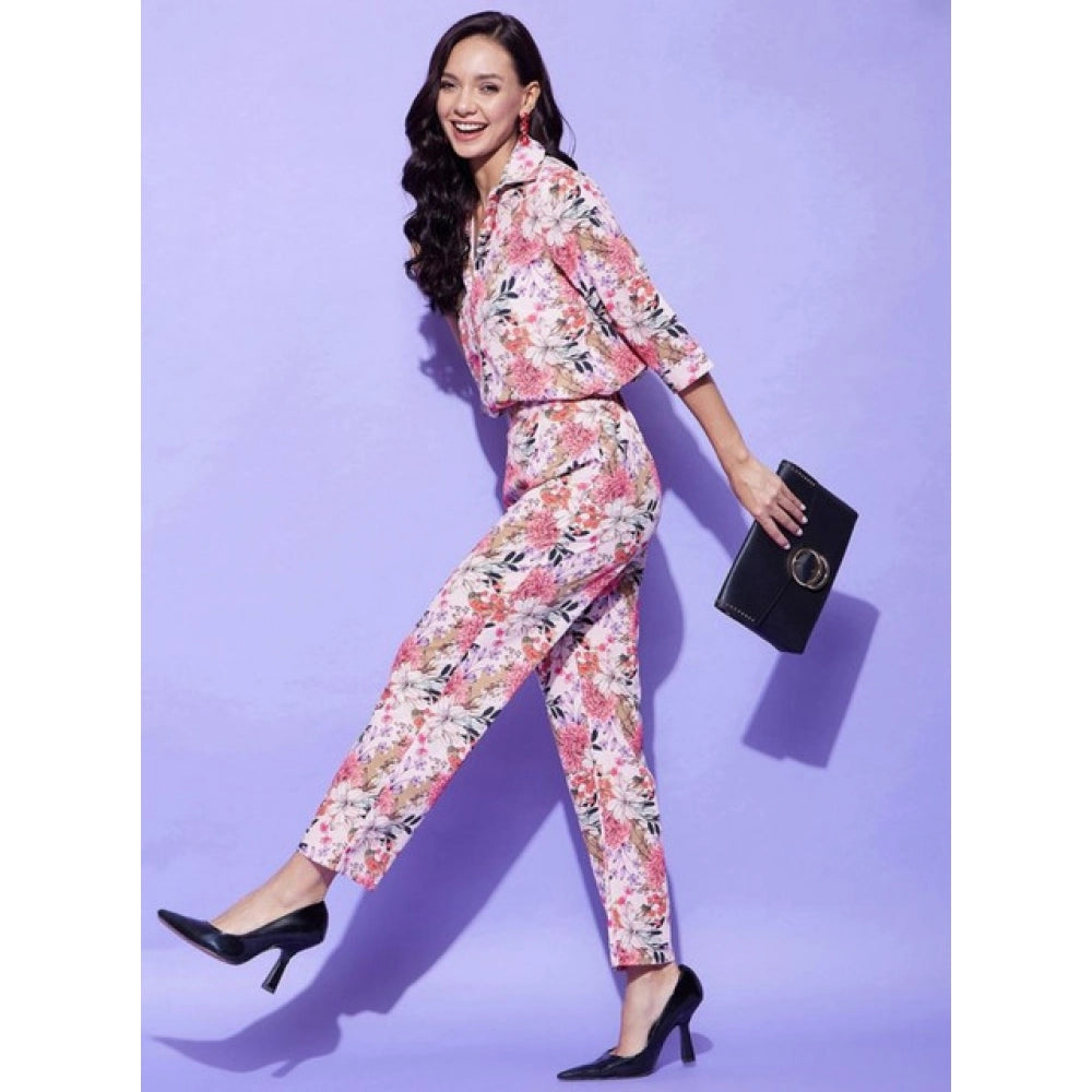 Women's Floral 3-4th Sleeve Co-Ord Set · 12_L
