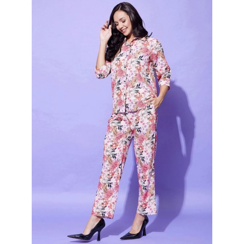 Women's Floral 3-4th Sleeve Co-Ord Set · 12_L