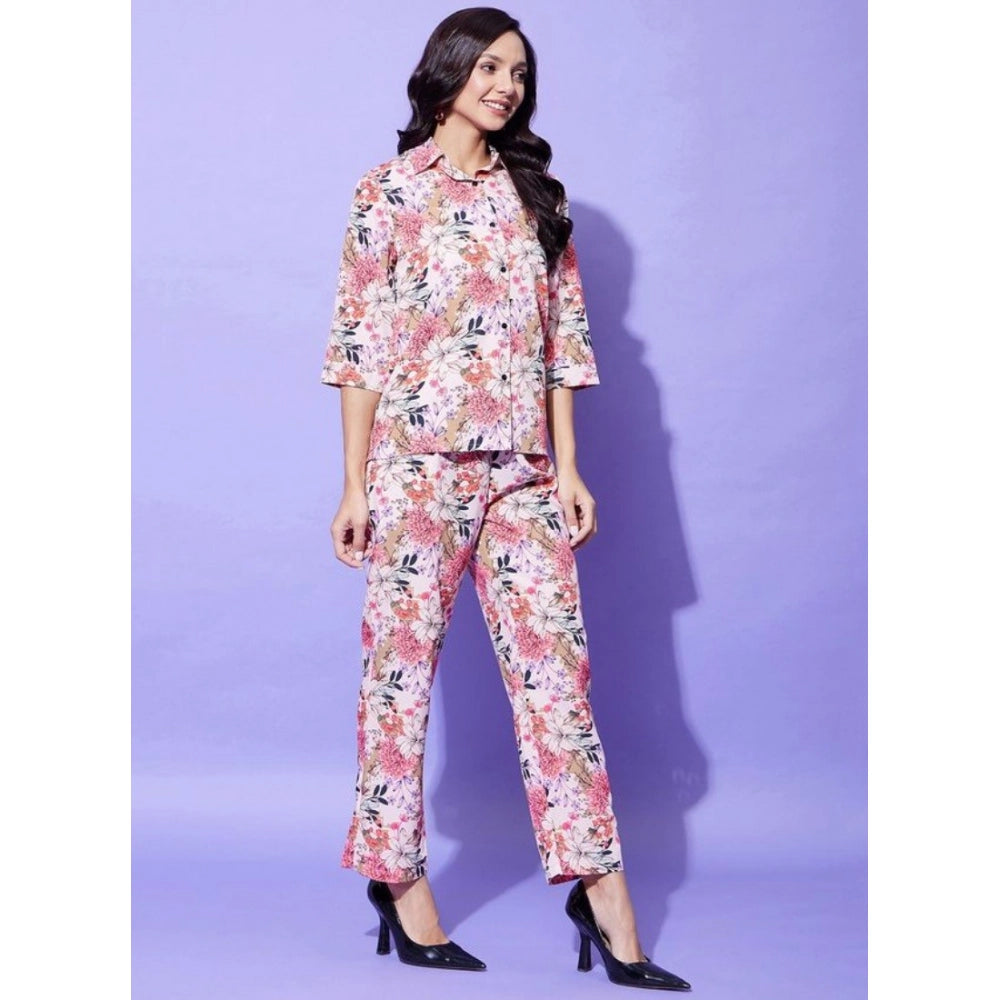 Women's Floral 3-4th Sleeve Co-Ord Set · 12_L