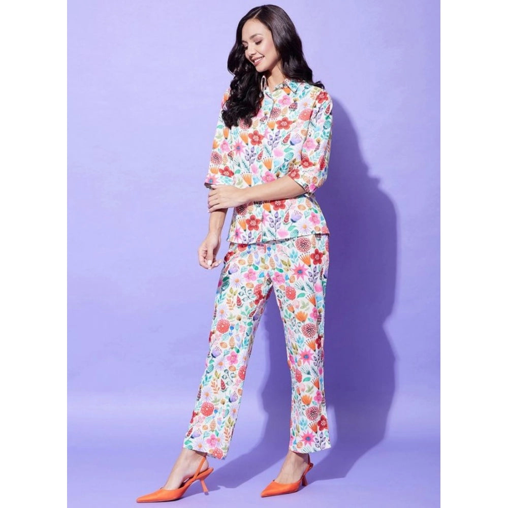 Women's Floral 3-4th Sleeve Co-Ord Set · 13_L