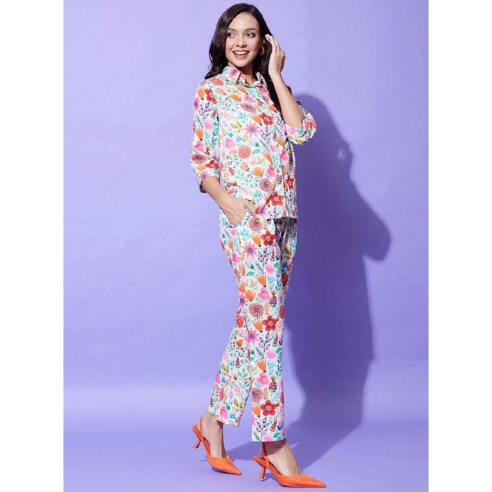 Women's Floral 3-4th Sleeve Co-Ord Set · 13_L
