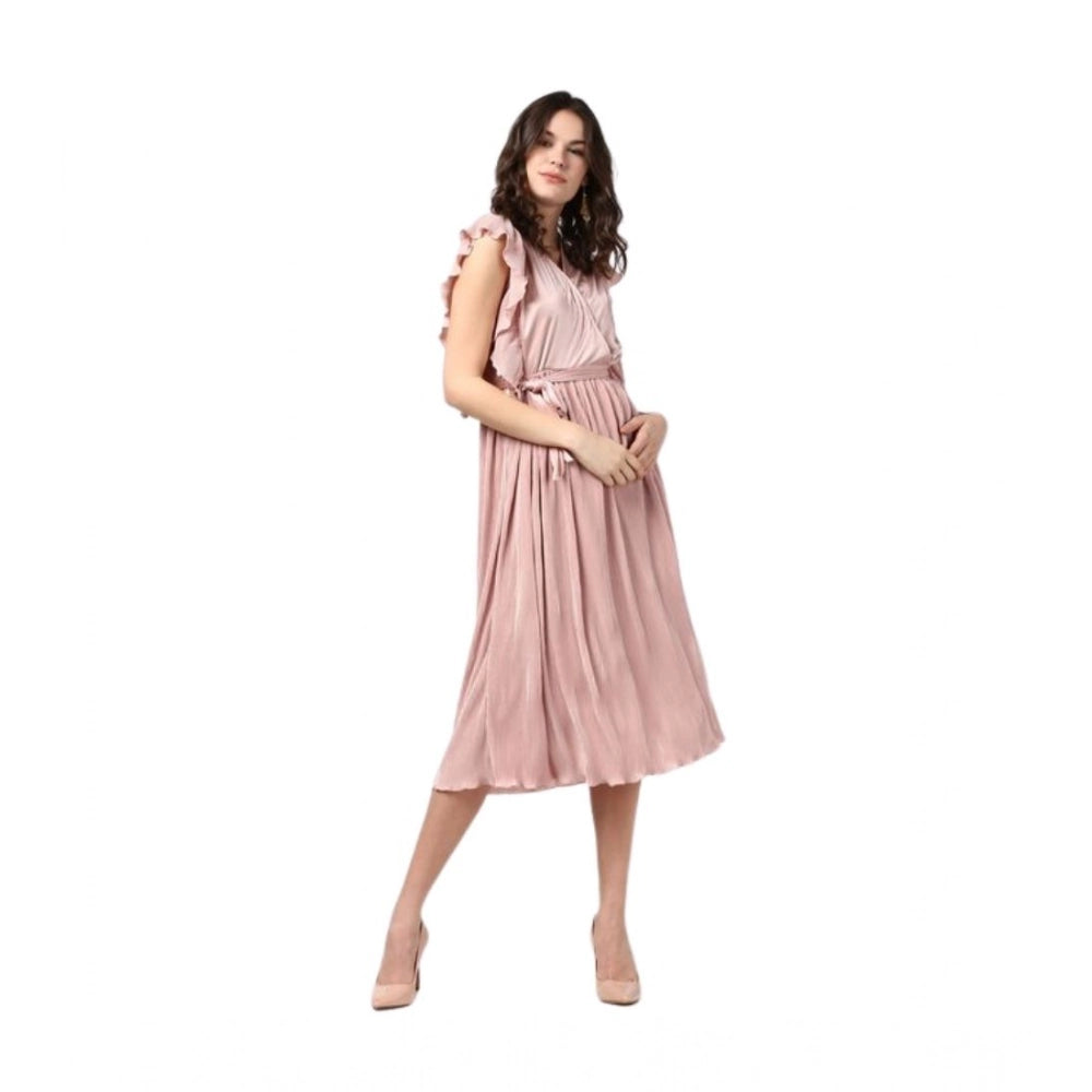Women's Pleated Flutter Dress — Champagne Gold