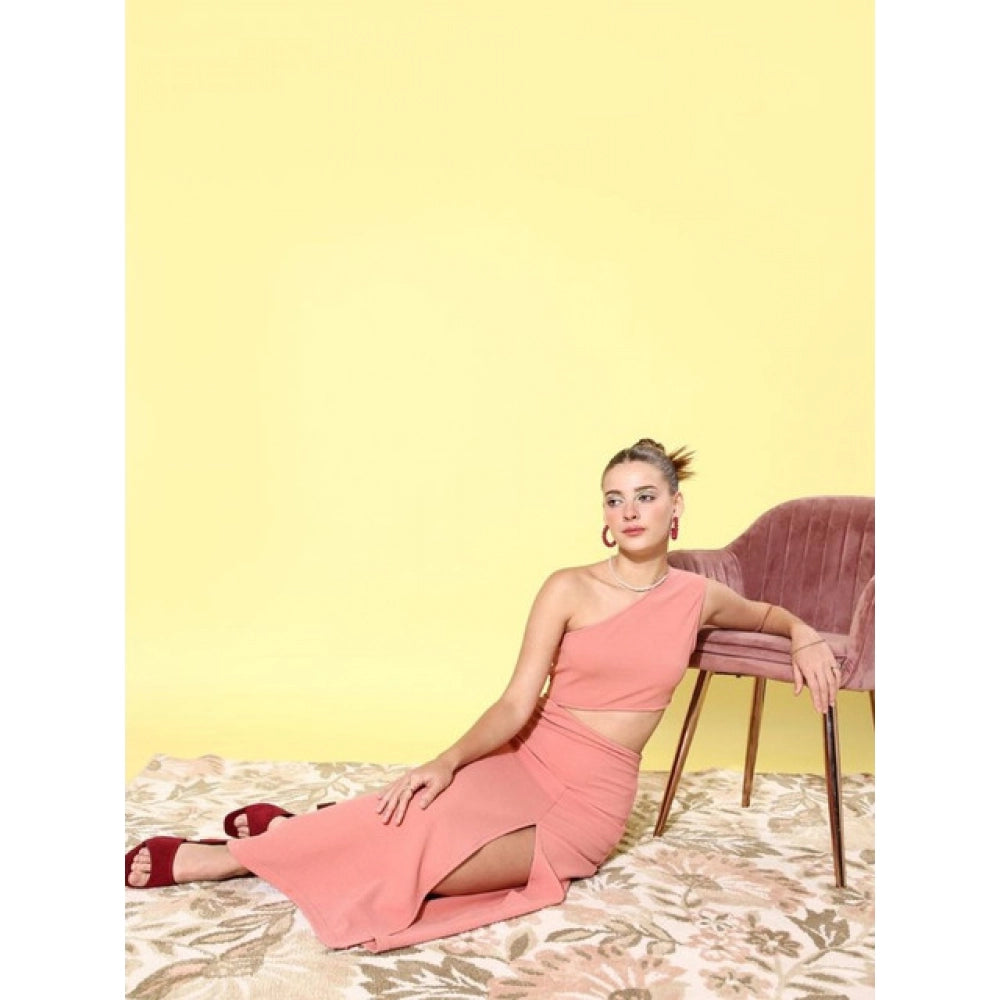Women's Lycra Solid Sleeveless Dress — Pink