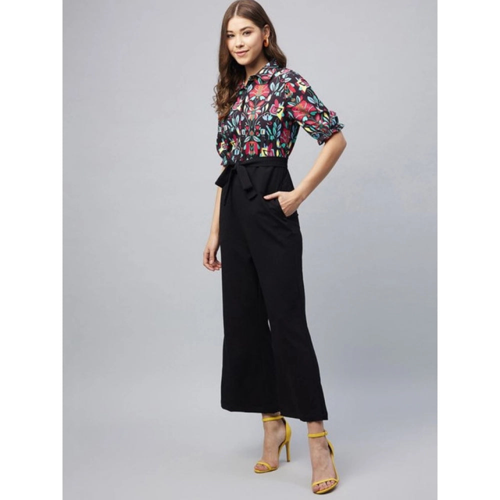 Women's Floral Short Sleeve Jumpsuit