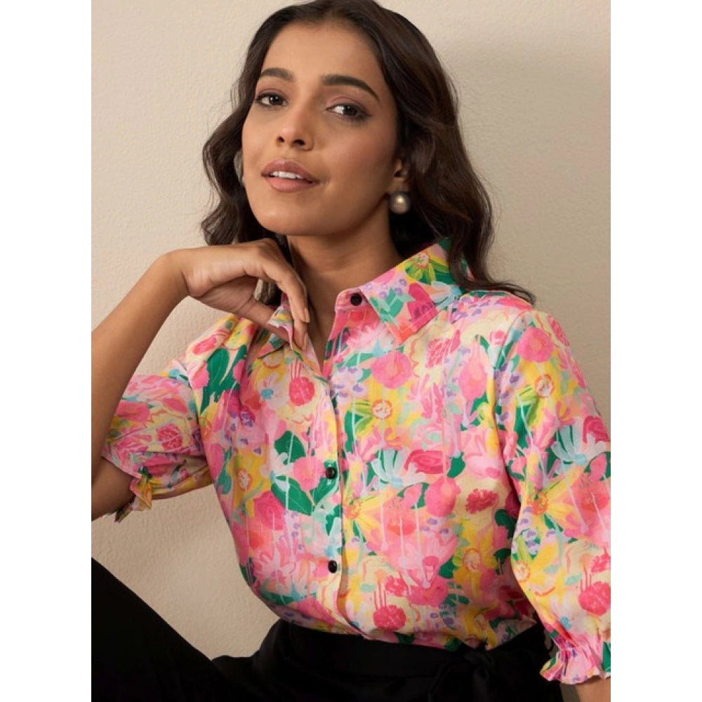 Women's Floral Half Sleeves Jumpsuit · 73_L