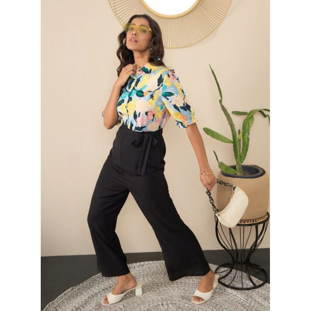 Women's Floral Half Sleeves Jumpsuit · 74_L