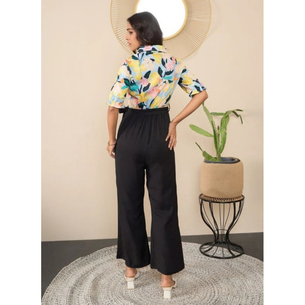Women's Floral Half Sleeves Jumpsuit · 74_L