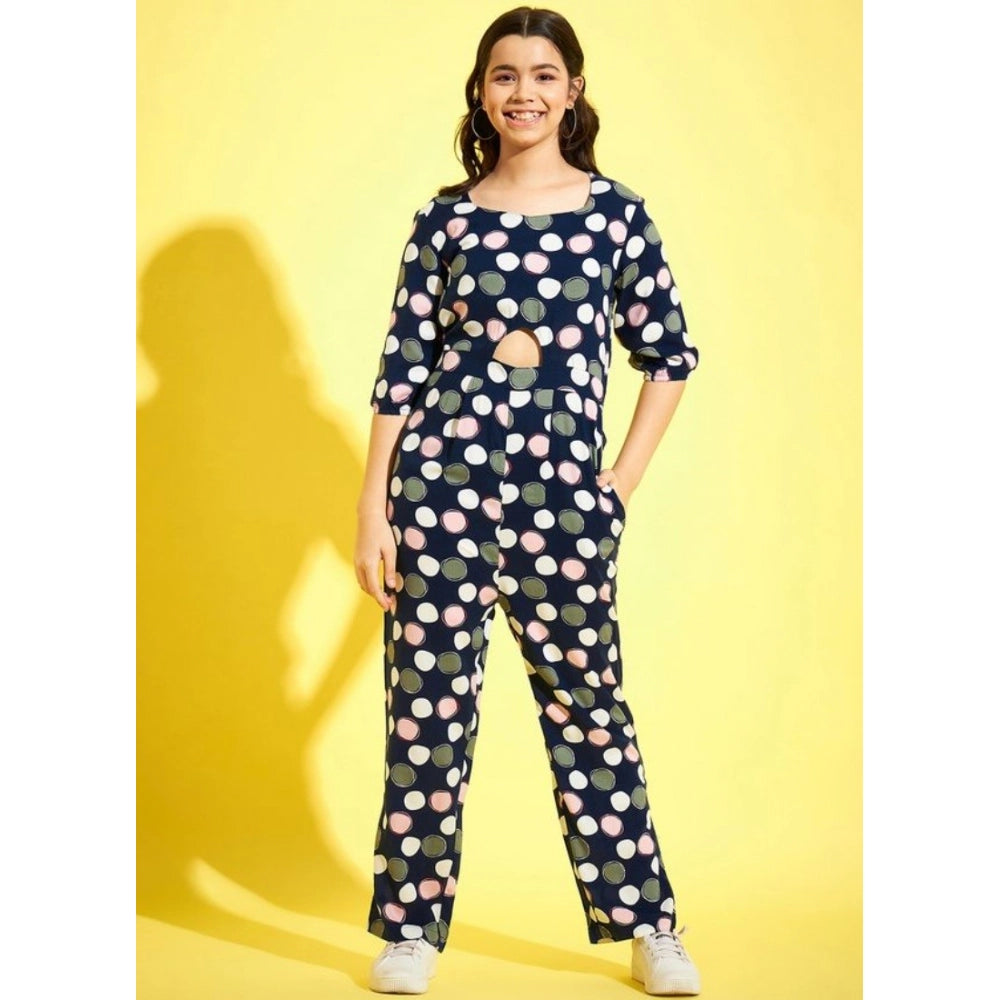 Girl's Cotton Polka 3-4th Sleeve Jumpsuit