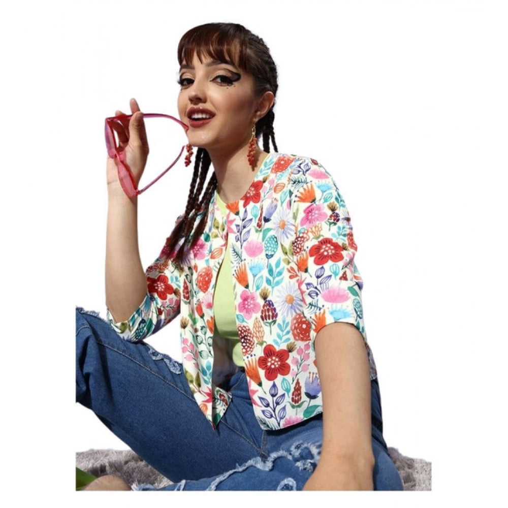 Women's Floral 3-4th Sleeves Shrug · 01_L