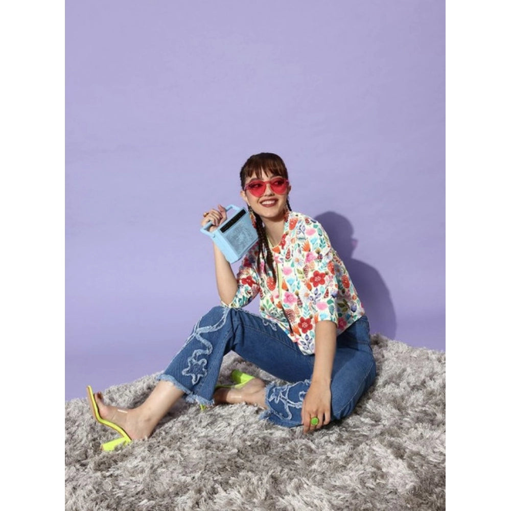 Women's Floral 3-4th Sleeves Shrug · 01_L
