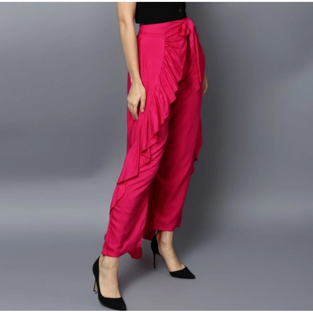 Women's Rayon Ruffled Elasticated Skirt — Pink