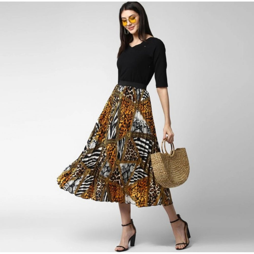 Women's Satin Pleated Elasticated Skirt · 24_L