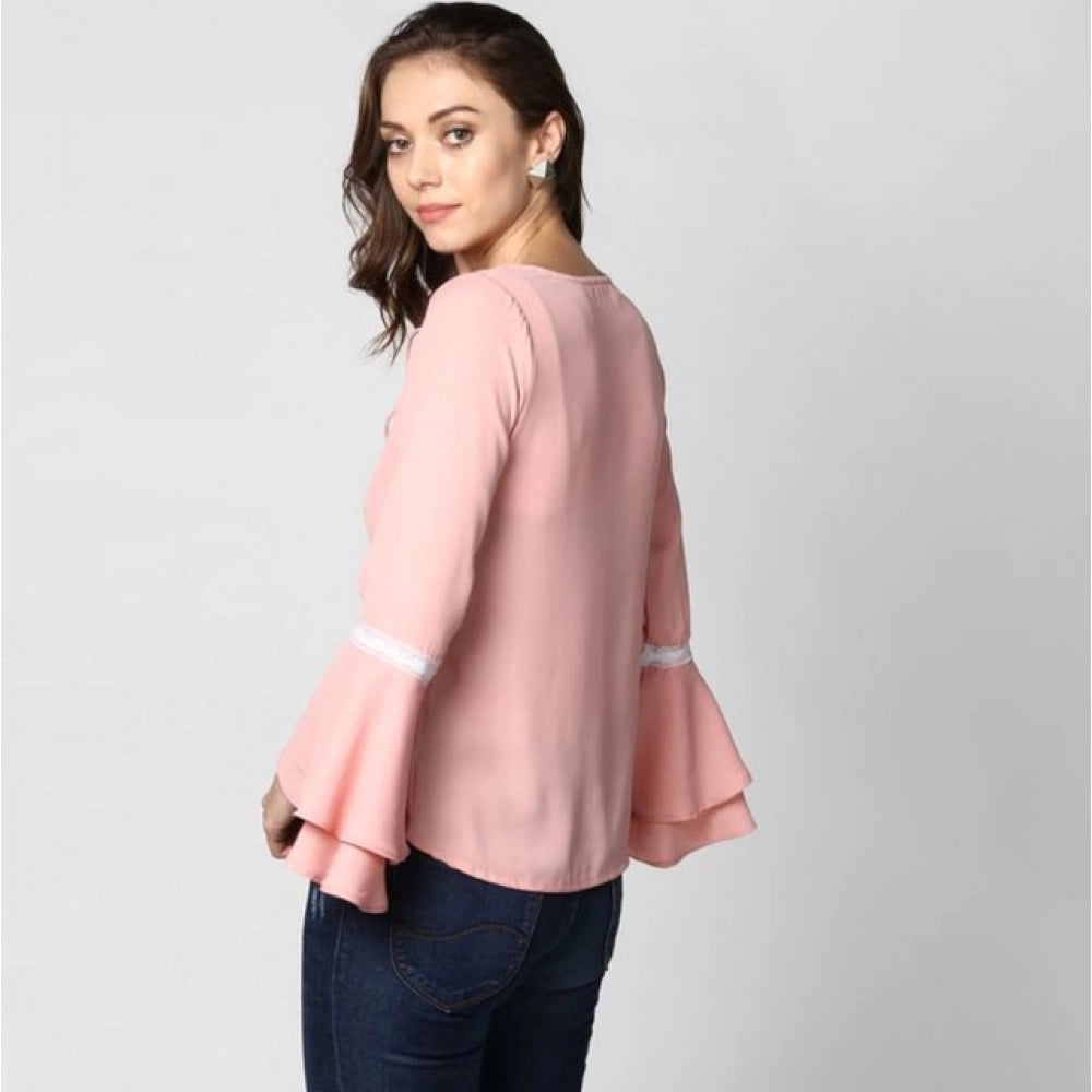 Women's Solid Bell Sleeve Top — Pink