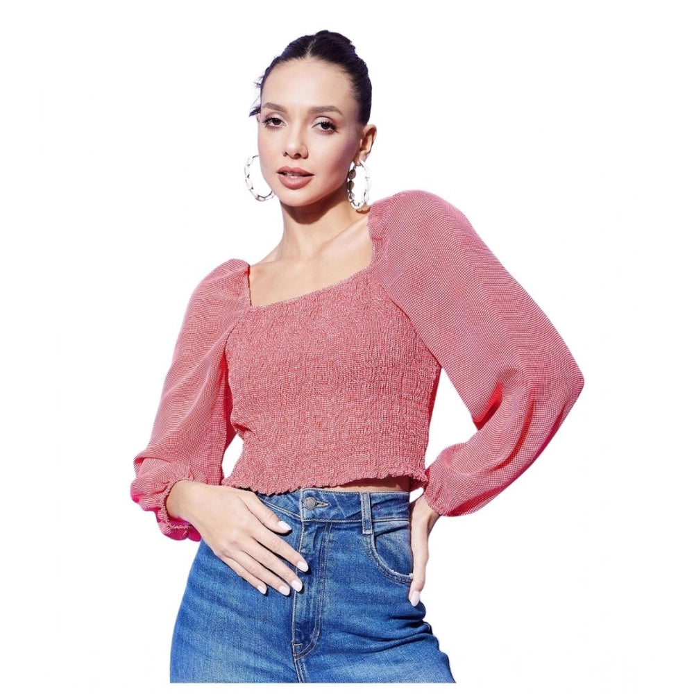 Women's Floral Long Sleeves Top — Red