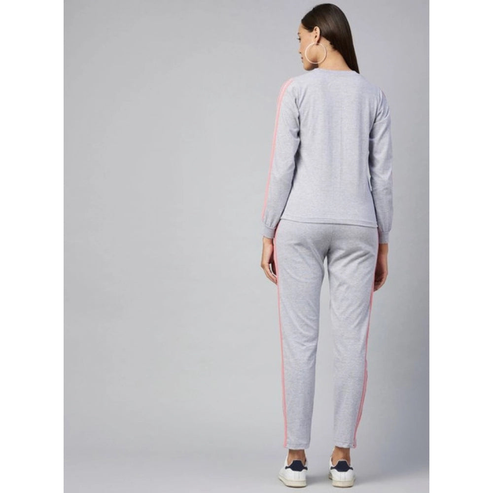 Women's Cotton Solid Long Sleeves Tracksuit · 75_S