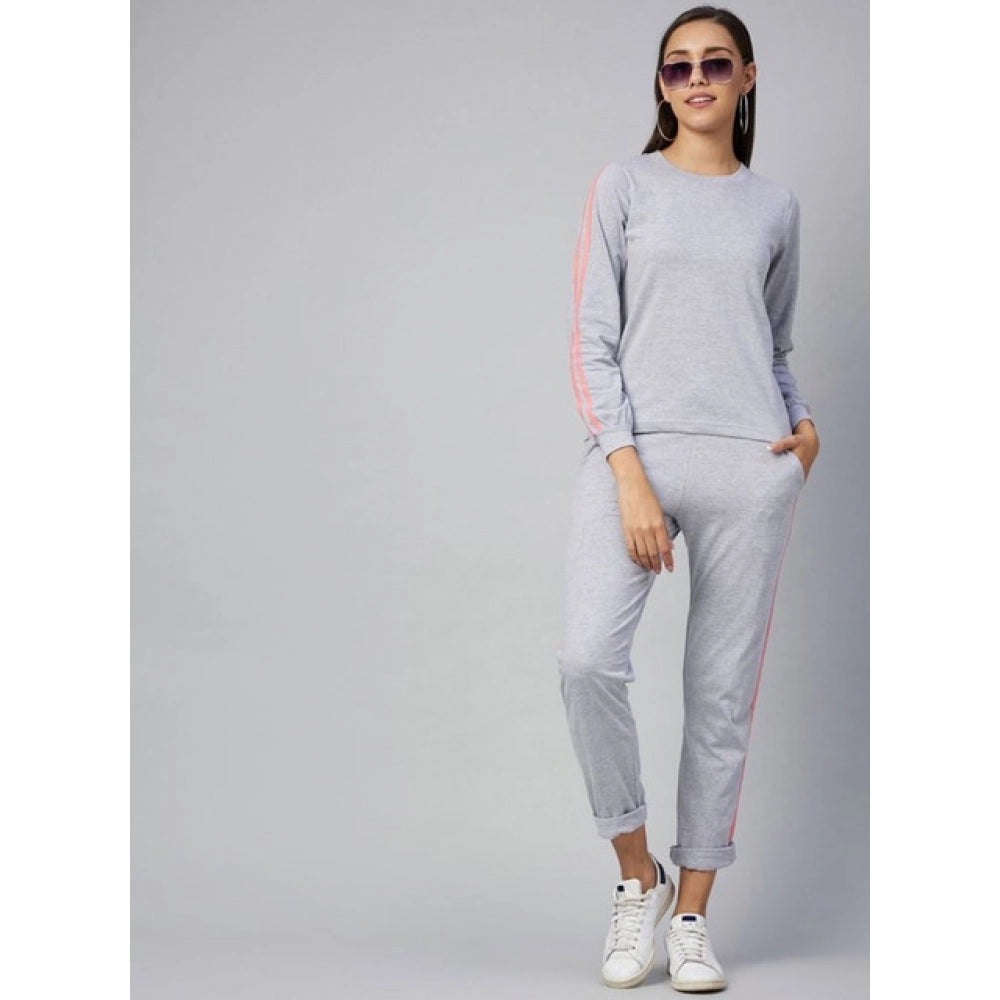 Women's Cotton Solid Long Sleeves Tracksuit · 75_S