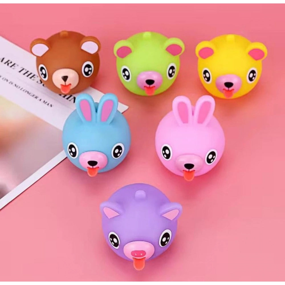 Rubber- Animal Faces Squishy Squeeze Stress Balls · Pack of 5