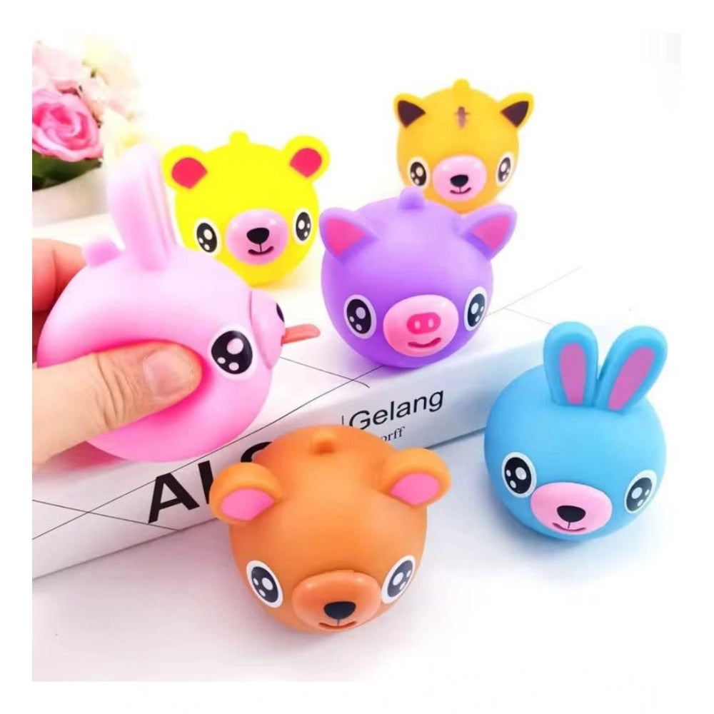 Rubber- Animal Faces Squishy Squeeze Stress Balls · Pack of 5