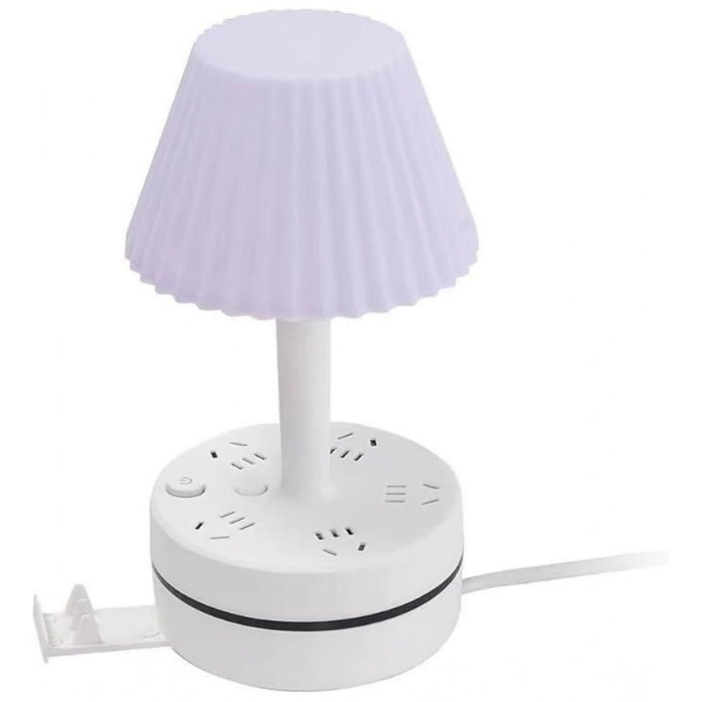 LED Ribbed Shade Table Lamp — White