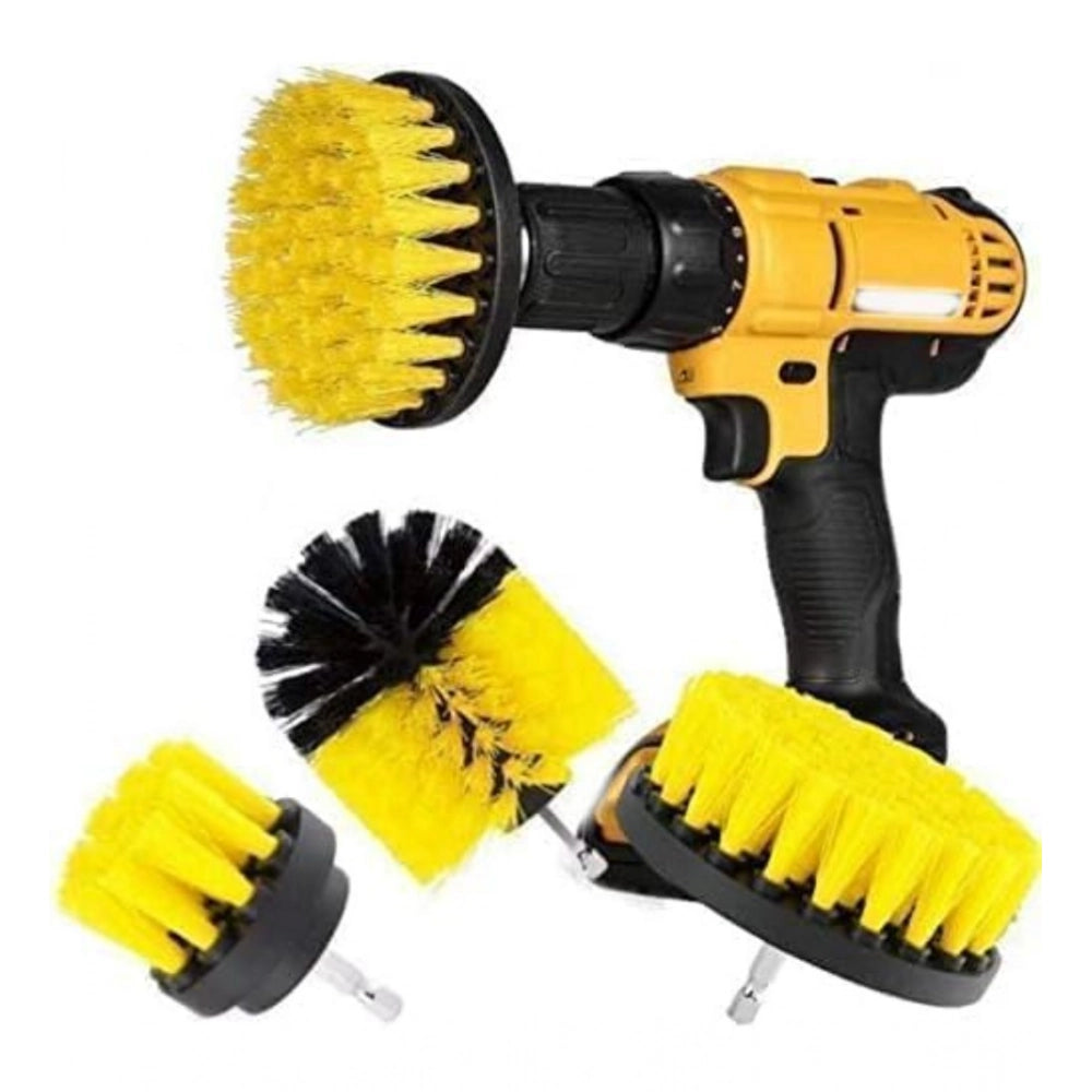 Solid Power Drill Scrub Brush Cleaning Sets · Pack of 3 — Yellow-Black