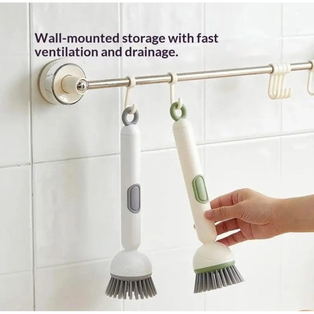 Tpr- Solid Electric Liquid Soap Dispensing Cleaning Brush — Grey-White