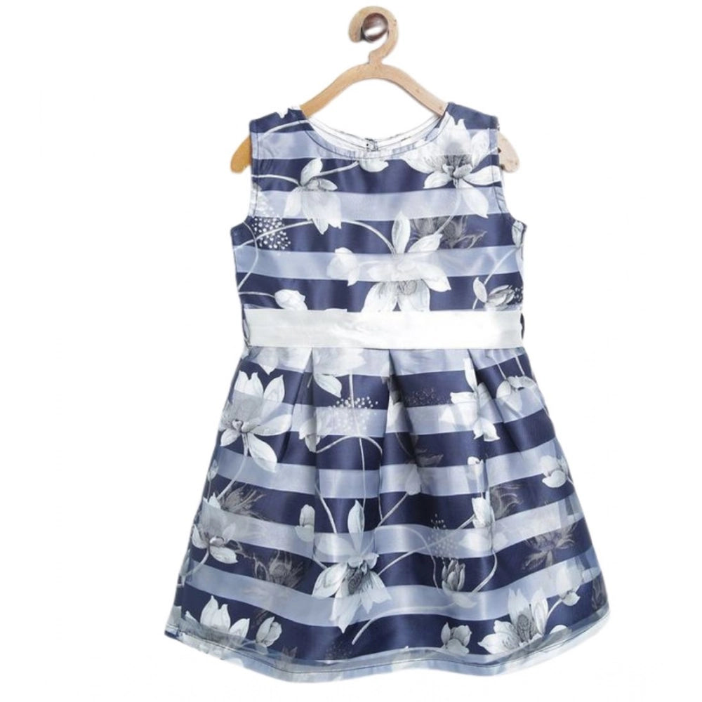 Girl's Striped Sleeveless Dress — Navy Blue