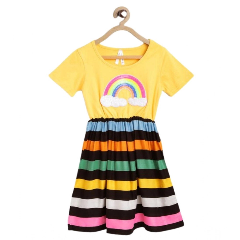 Girl's Cotton Striped Short Sleeve Dress