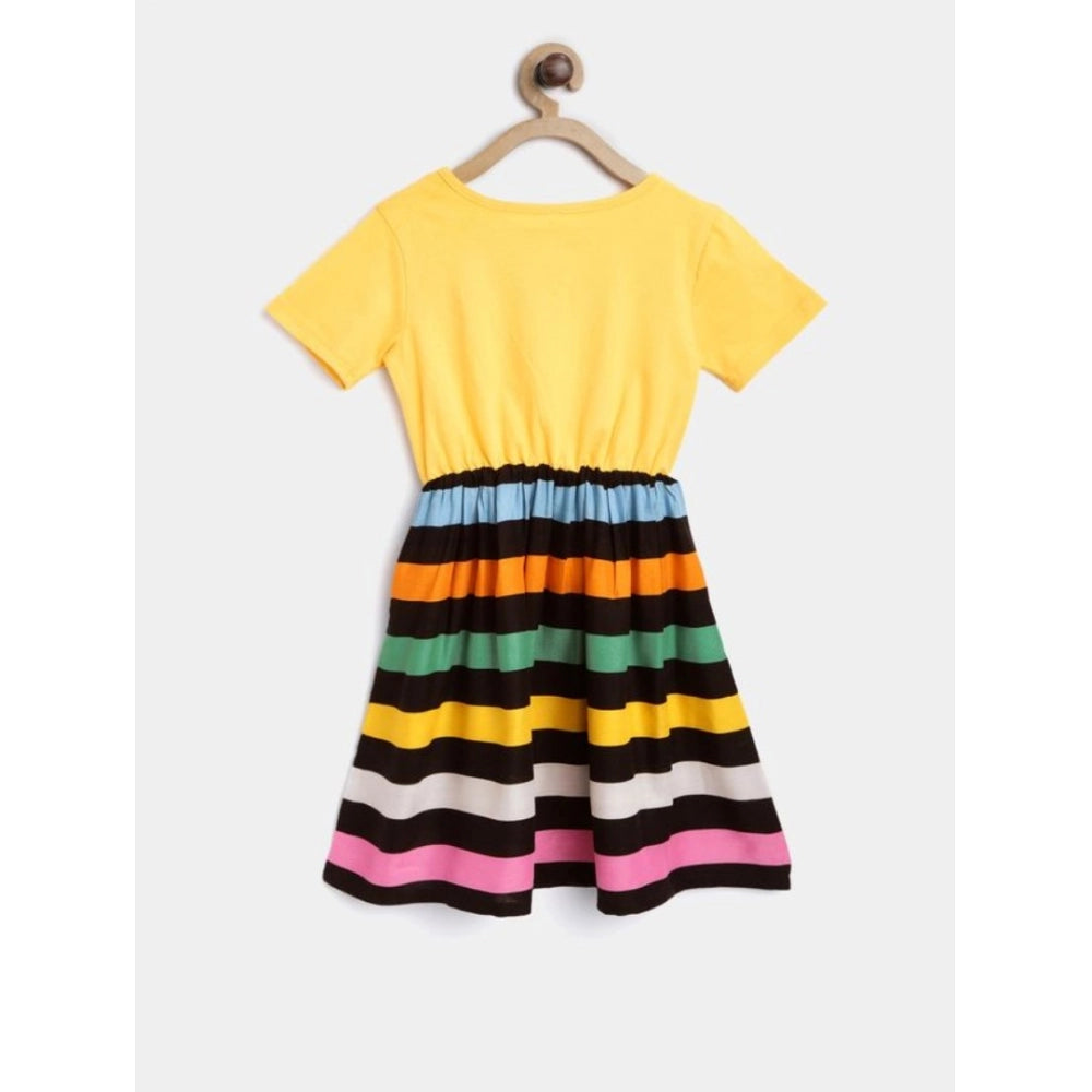 Girl's Cotton Striped Short Sleeve Dress