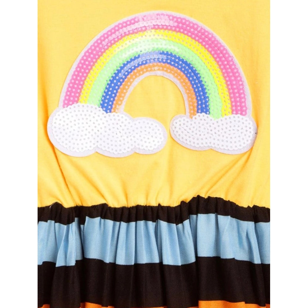Girl's Cotton Striped Short Sleeve Dress